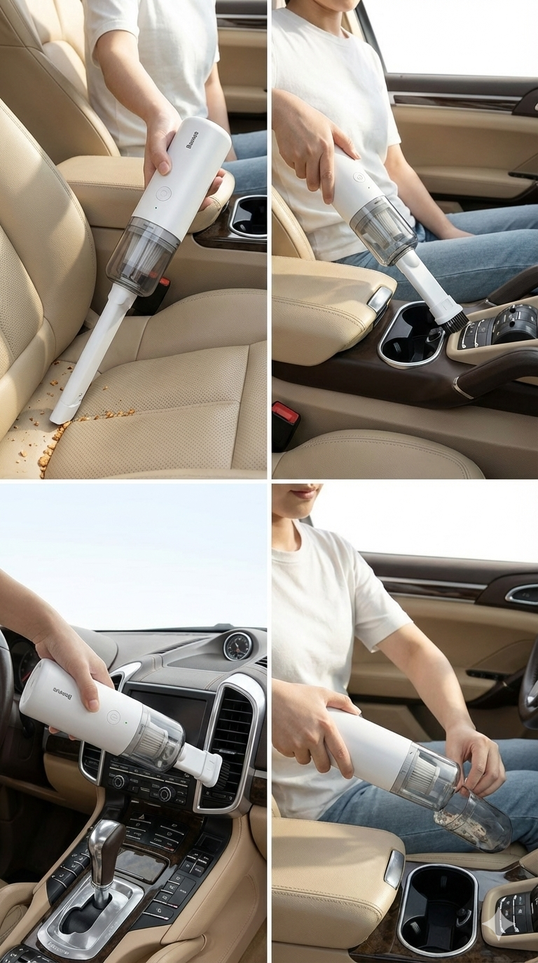 Baseus A1 Car Vacuum Cleaner 4000Pa Wireless Vacuum For Car Home Cleaning - White