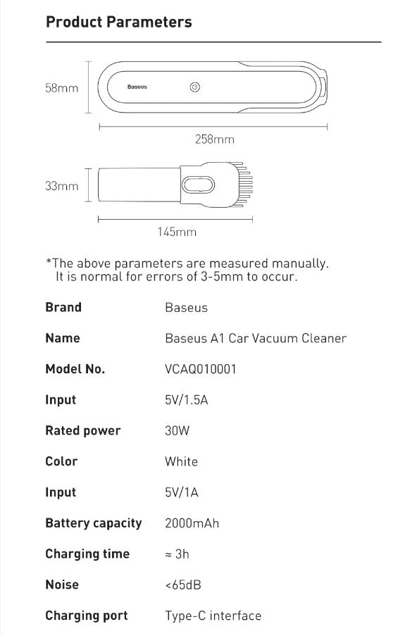 Baseus A1 Car Vacuum Cleaner 4000Pa Wireless Vacuum For Car Home Cleaning - Black_14